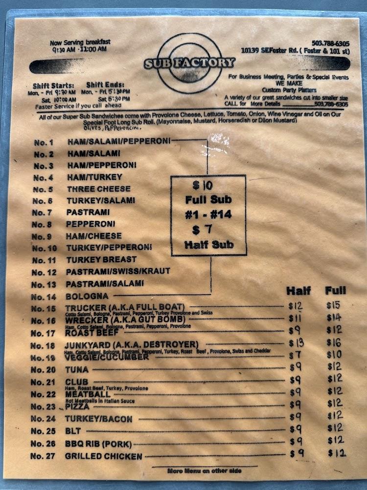 Sub Factory Menu image 1